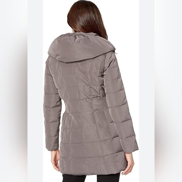 Cole Haan Women's Taffeta Down Coat with Bib Front and Dramatic Hood Size XS - Picture 2 of 16